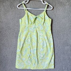 Lilly Pulitzer Alexis Dress Sz 8 Lime Green Floral Lion Giraffe Print Mini Shift